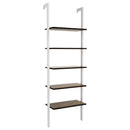 5-Tier Wood Look Ladder Shelf with Metal Frame for Home