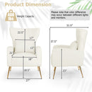 Velvet Upholstered Wingback Chair with Lumbar Pillow and Golden Metal Legs