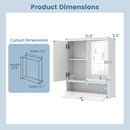 Double Door Wall-Mounted Bathroom Mirrored Medicine Cabinet-White