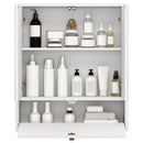 Double Door Wall-Mounted Bathroom Mirrored Medicine Cabinet-White