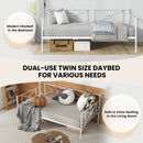 Metal Daybed Twin Bed Frame Stable Steel Slats Sofa Bed