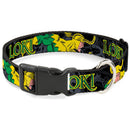 Plastic Clip Collar - LOKI in Action Black/Gray/Yellow/Green