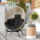 Wicker Oversized Egg Style Chair with Cushions and Headrest