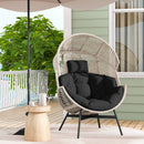Wicker Oversized Egg Style Chair with Cushions and Headrest
