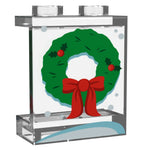 Window with Christmas Wreath - Custom Printed LEGO 1x2x2 Panel, B3 Customs B3 Customs 