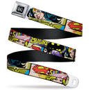 DC Round Logo Black/Silver Seatbelt Belt - Superheroines Wonder Woman/Supergirl/Batgirl Webbing