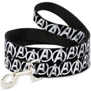 Dog Leash - Avengers "A" Logo Weathered Black/White