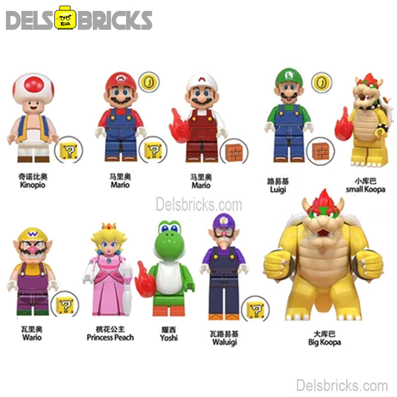 Super Mario Brothers Movie Set of 10 Lego Minifigures Custom Toys
