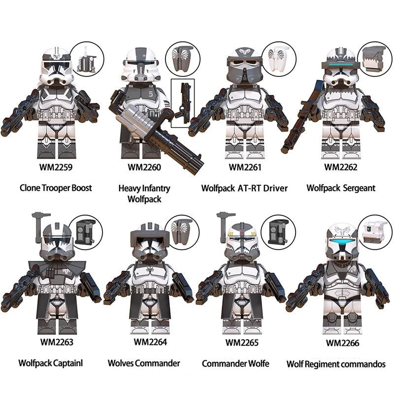 Wolfpack Clone troopers Set of 8 Star Wars Minifigures