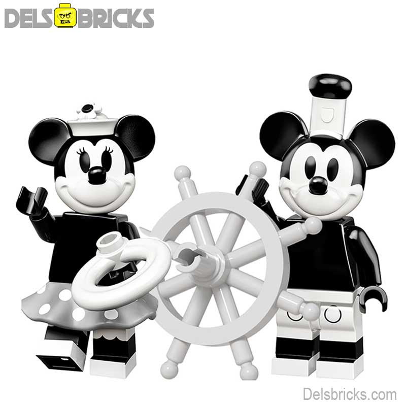 Mickey & Minnie Mouse Disney Minifigures set of 2 (Black & White)