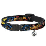 Cat Collar Breakaway - Batman & Robin in Action w Text Burgundy