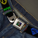 JL-Batman Superman Green Lantern Flash Electric Logos Full Color Black White Multi Neon Seatbelt Belt - Justice League Electric Logos Black/Multi Neon Webbing