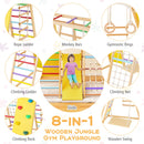8-in-1 Wooden Jungle Gym Playset with Slide and Monkey Bars
