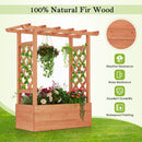 Wooden Raised Garden Bed Elevated Planter Box with Trellis and Hanging Roof