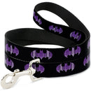 Dog Leash - Batman Signal Black/Purple Plaid