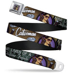 CATWOMAN Bombshell Face Full Color Purple Seatbelt Belt - CATWOMAN-NINE LIVES OF A FELINE FATALE Bombshell Pose/Diamonds Webbing