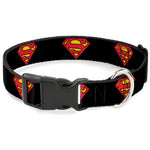 Plastic Clip Collar - Superman Shield Black