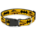 Plastic Clip Collar - Vintage Batman Logo & Bat Signal-3 Yellow