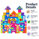 Set of 90 Colorful Wooden Building Blocks Educational Stacking Toy Castle