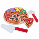 Set of 27 Wooden Pieces Make a Pizza with Toppings & Kitchen Tools