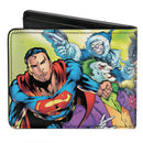 Bi-Fold Wallet - Justice Leage 4-Superheroes and 2-Villains Group Pose2 Glow Burst Greens