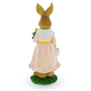 Vintage Style Easter Bunny Figurine – Springtime Rabbit Statue with Flowers & Egg Basket 8.7 Inches