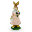 Vintage Style Easter Bunny Figurine With Flowers and Egg Basket 8.7 Inches Tall