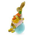 Decorative Easter Bunny on Egg with Carrot Vintage Holiday Figurine 5.2 Inches Tall
