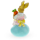 Decorative Easter Bunny on Egg with Carrot Vintage Holiday Figurine 5.2 Inches Tall