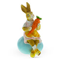 Decorative Easter Bunny on Egg with Carrot Vintage Holiday Figurine 5.2 Inches Tall