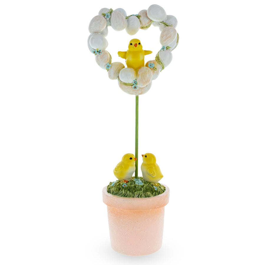 Easter Chick Egg Topiary Wreath Pot Tabletop Spring Decor 12.5 Inches Tall