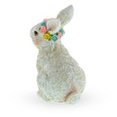 Floral Crown Bunny Figurine – Elegant Spring & Easter Rabbit Decoration 4.2 Inches