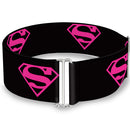 Cinch Waist Belt - Superman Shield Black Hot Pink