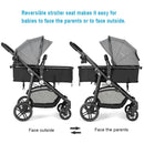 2-in-1 Foldable Pushchair Newborn Infant Baby Stroller-Gray