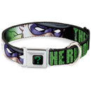 Riddler "?" Black/Green Seatbelt Buckle Collar - THE RIDDLER/Face CLOSE-UP Black/Green