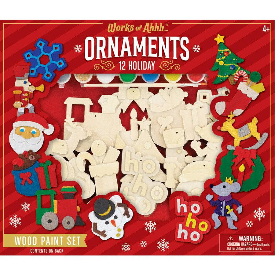 12 Holiday Ornaments Wood Craft & Paint Kit