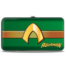 Hinged Wallet - AQUAMAN Classic Icon Scales Stripe Green Golds