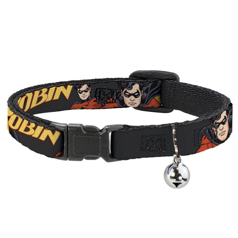 Cat Collar Breakaway - ROBIN Red Black Poses Gray