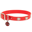 Vegan Leather Dog Collar - Spider-Man Red with Spider Embellishments & Metal Charm