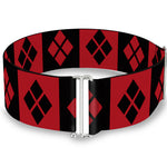 Cinch Waist Belt - Harley Quinn Diamond Blocks Red Black Black Red