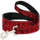 Dog Leash - Black Adam JUSTICE SOCIETY Icons and Text Red/Black