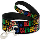 Dog Leash - JUSTICE LEAGUE OF AMERICA w/Superhero Blocks Black/Multi Color