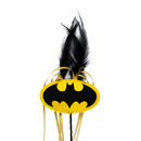 Cat Toy Wand - Batman Bat Signal Logo with Feather and Ribbons