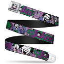 Joker Face Full Color Seatbelt Belt - Joker Face/Logo/Spades Black/White/Purple Webbing