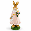 Easter Bunny Figurine with Flowers - Spring Rabbit Decor 8.7 Inches