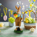 Farmer Bunny with Carrots Shovel Figurine - Spring Home Decor 8.9 Inches