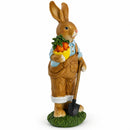 Farmer Bunny with Carrots Shovel Figurine - Spring Home Decor 8.9 Inches