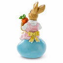Decorative Easter Bunny on Egg with Carrot Vintage Holiday Figurine 5.2 Inches Tall