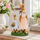 Easter Bunny Mother and Child Figurine - Spring Home Decor 11 Inches