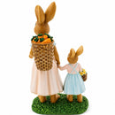 Easter Bunny Mother and Child Figurine - Spring Home Decor 11 Inches